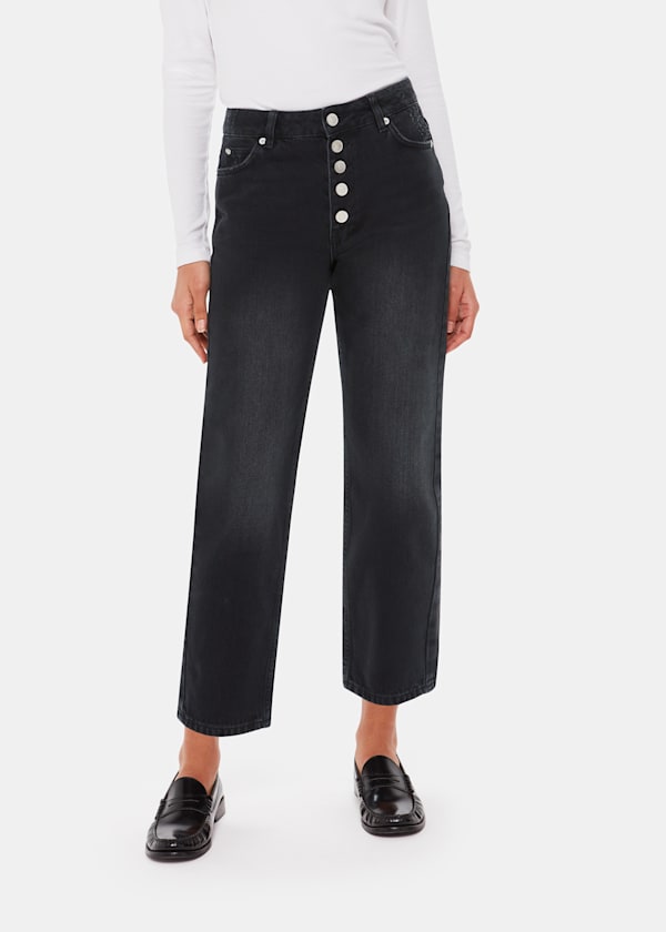 Black Authentic Hollie Button Jean