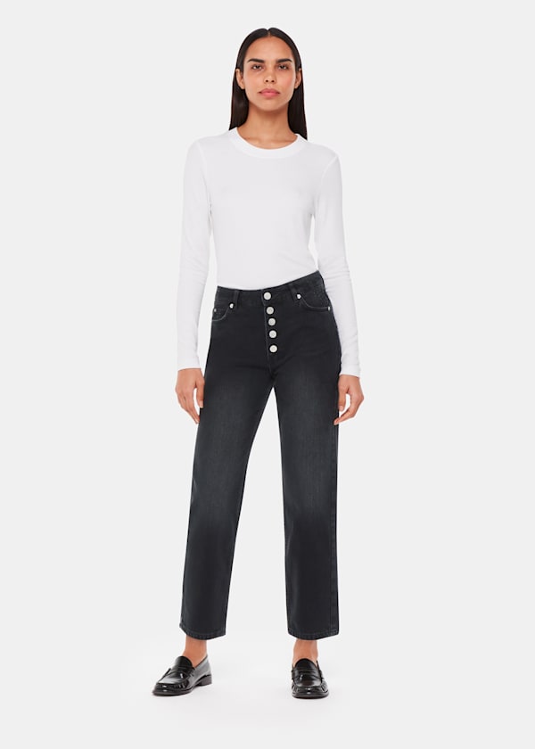 Black Authentic Hollie Button Jean