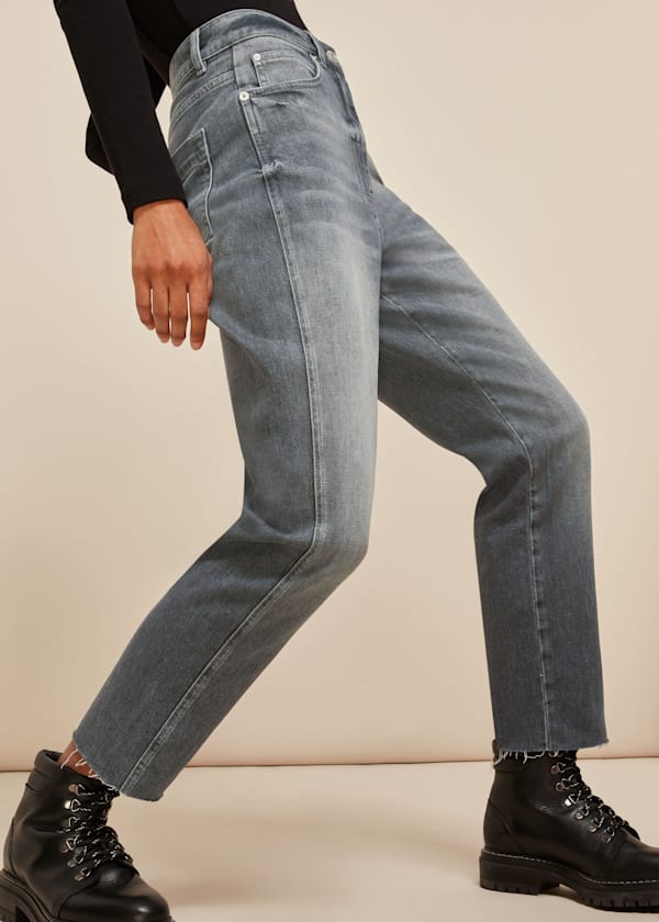Grey Stretch Frayed Slim Jean