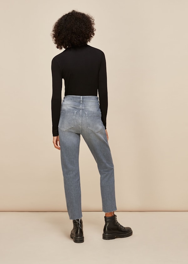 Grey Stretch Frayed Slim Jean
