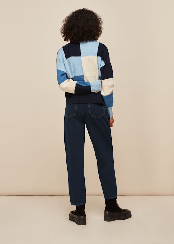 Navy Authentic Barrel Leg Jean