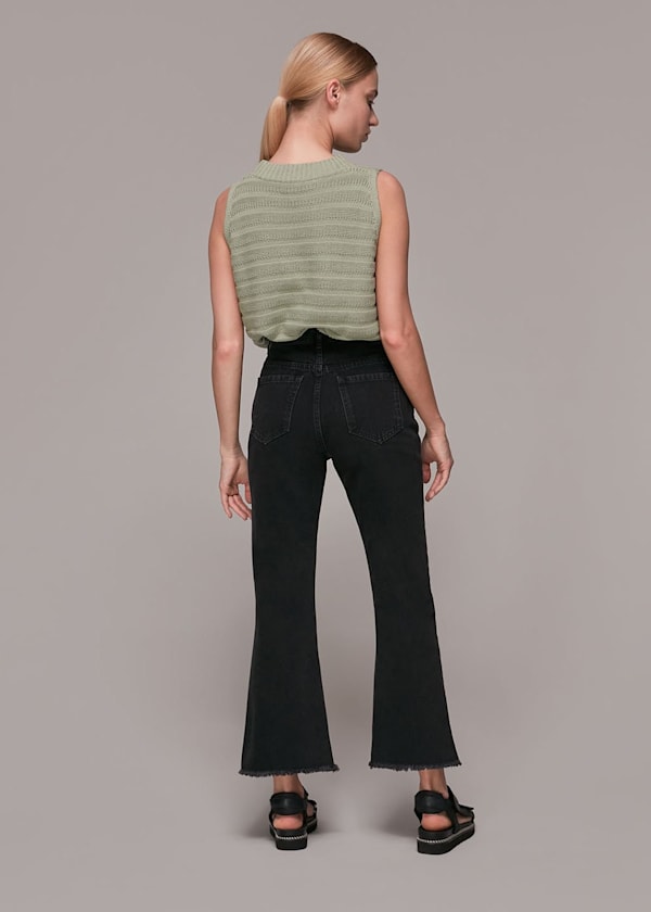 Black Authentic Kick Flare Jean