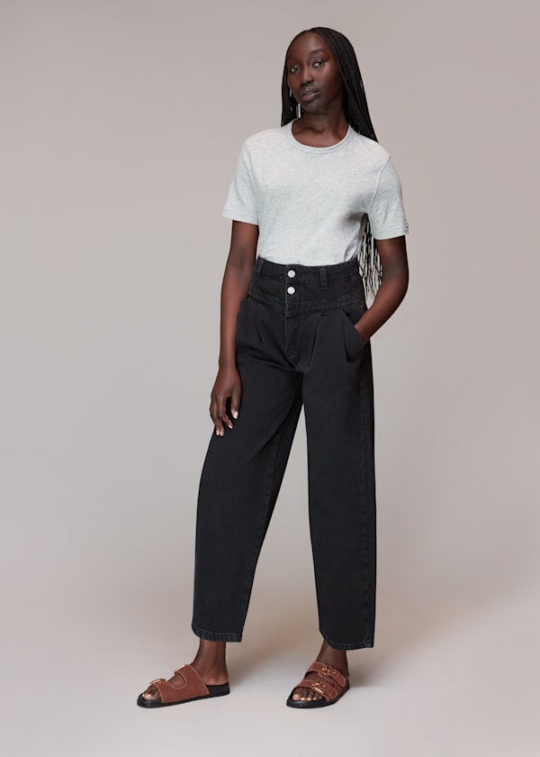 Black Authentic India Pleat Jean