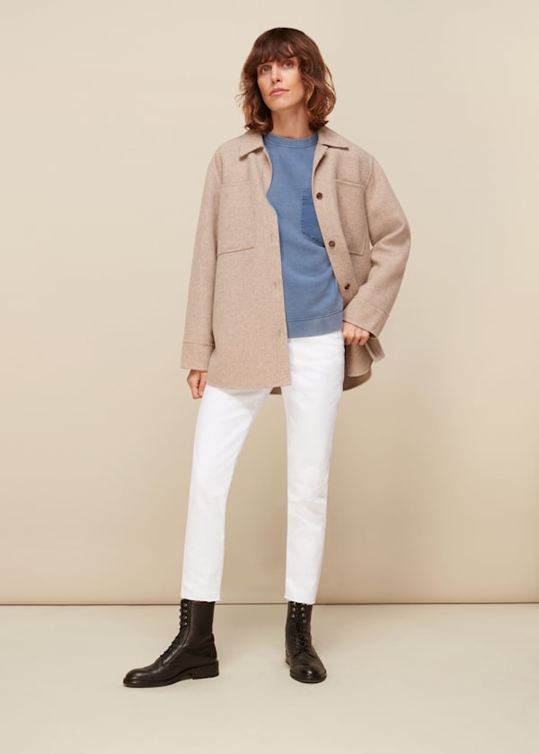 White Stretch Slim Frayed Jean