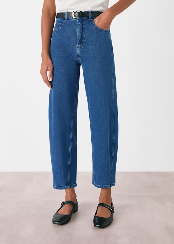Denim Stretch Barrel Leg Jean