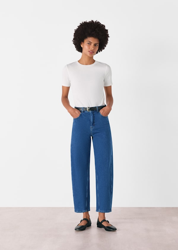 Denim Stretch Barrel Leg Jean