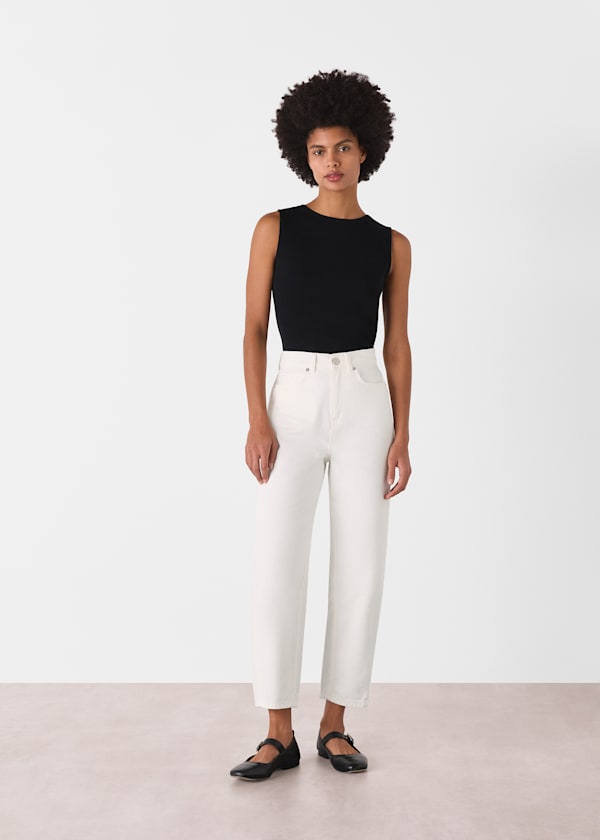 White Authentic Barrel Leg Jean