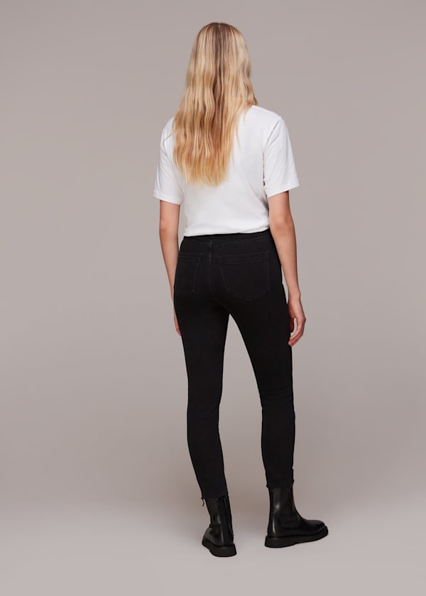 Black Stretch Slim Frayed Jean