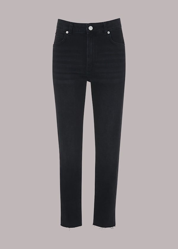 Black Stretch Slim Frayed Jean