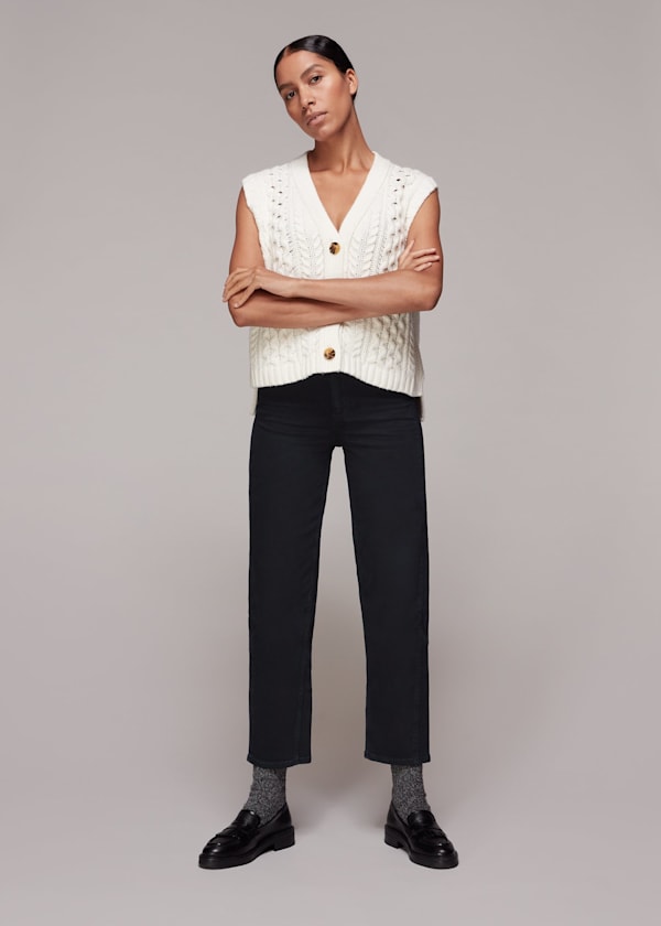 Black Tall Stretch Barrel Leg Jean