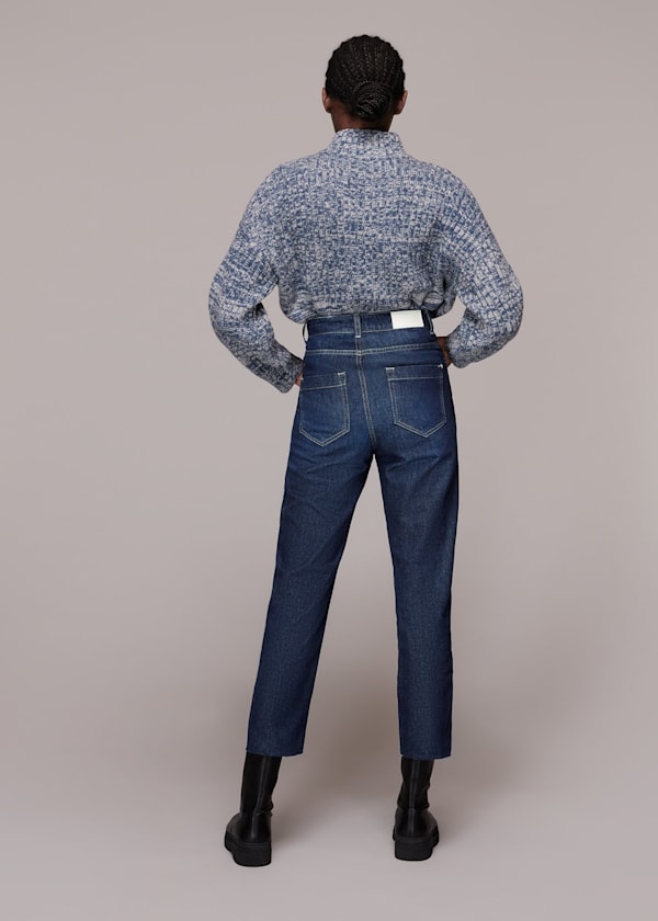 Dark Denim Authentic Slim Fray Jean