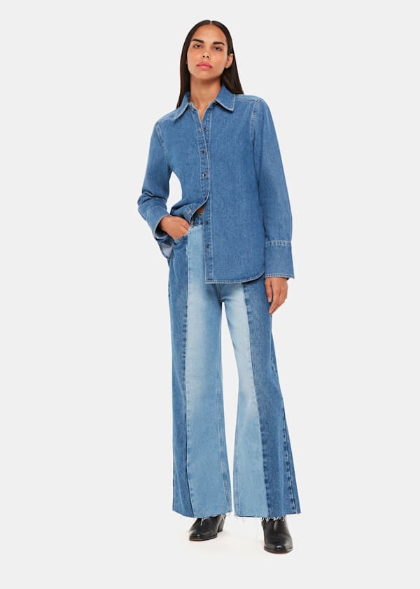 Denim Vertical Patchwork Jean