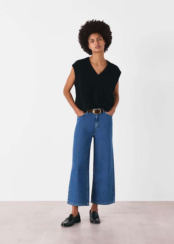 Denim Wide Leg Cropped Jean