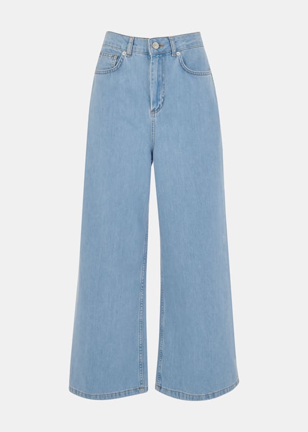 Light Wash Wide Leg Cropped Jean