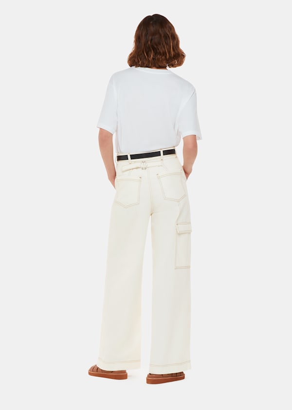 White Wide Leg Cargo Jean