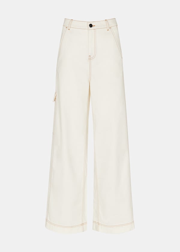 White Wide Leg Cargo Jean
