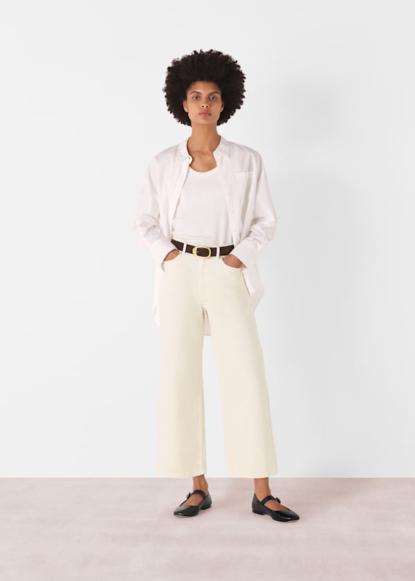 White Wide Leg Cropped Jean