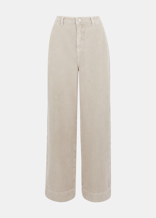 Cream Wide Leg Cord Jean