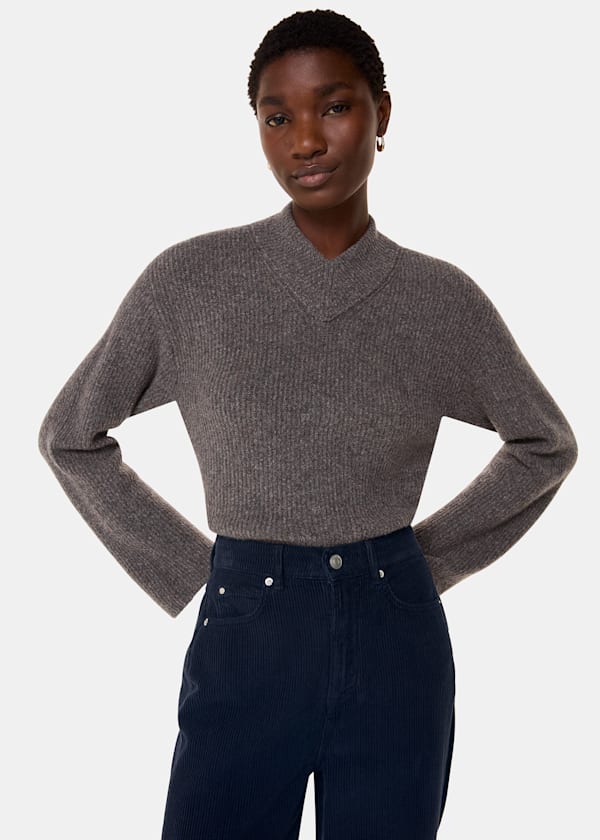 Navy High Waist Cord Barrel Jean