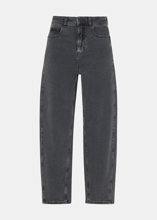 Grey Stretch Barrel Leg Jean