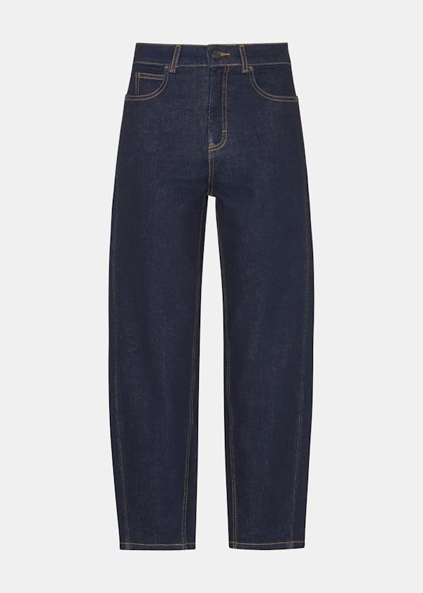 Dark Denim Stretch Barrel Leg Jean