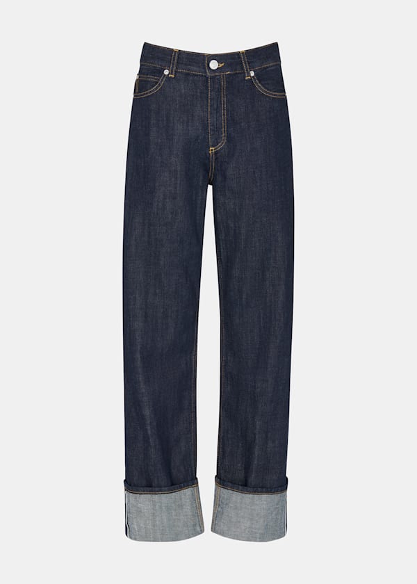 Dark Denim Turn Up Selvedge Jean