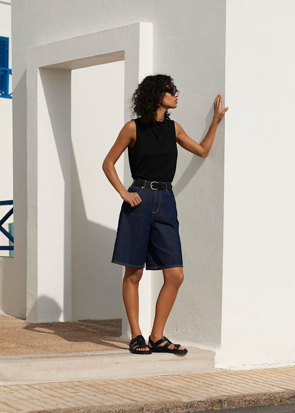 Dark Denim Authentic Knee Length Short