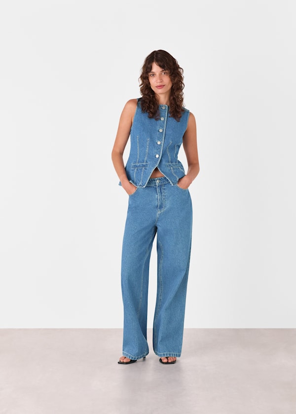 Denim Petite Relaxed Straight Leg Jean