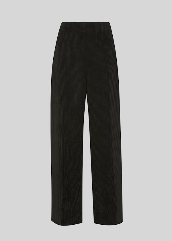 Black Cord Flat Front Trouser