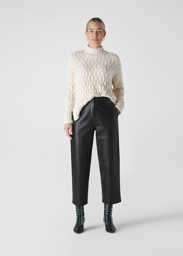 Leather Flat Front Trouser