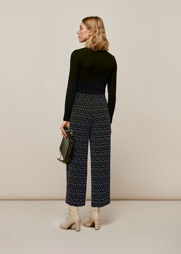Black Micro Triangle Crepe Pants 