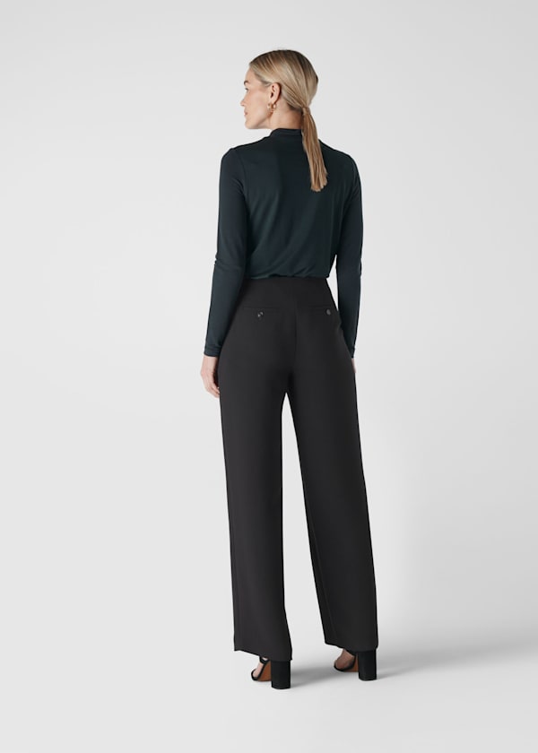 Black Wide Leg Crepe Pants 