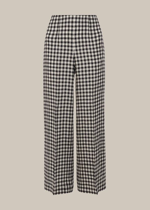 Gingham Linen Cropped Trouser
