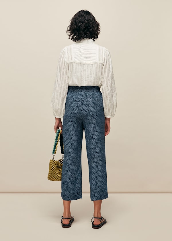 Blue Lattice Print Trouser
