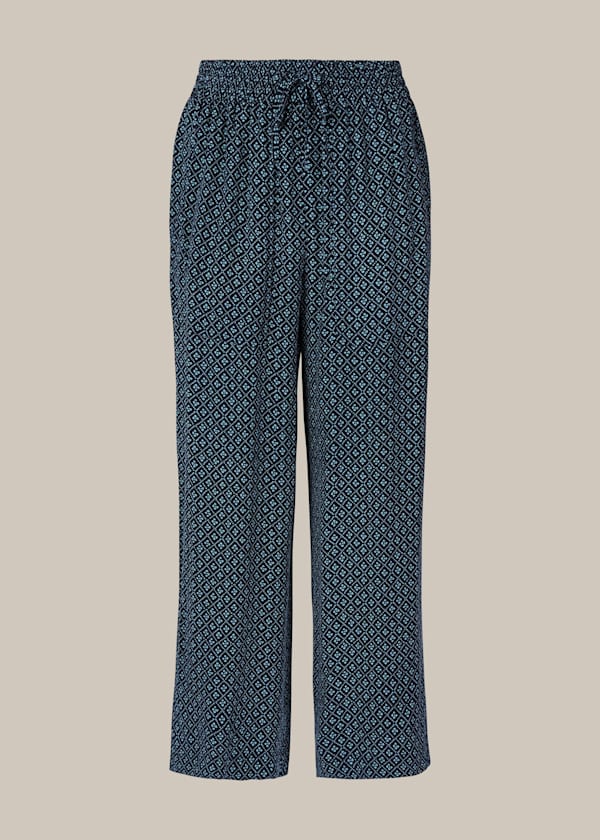 Blue Lattice Print Trouser