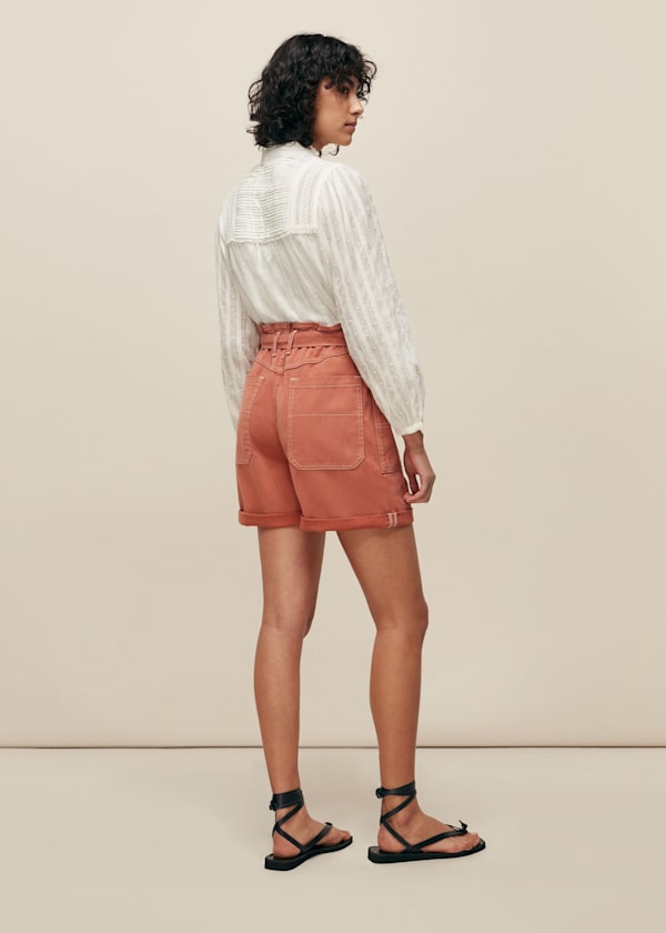 Coral Tie Waist Cargo Pocket Short