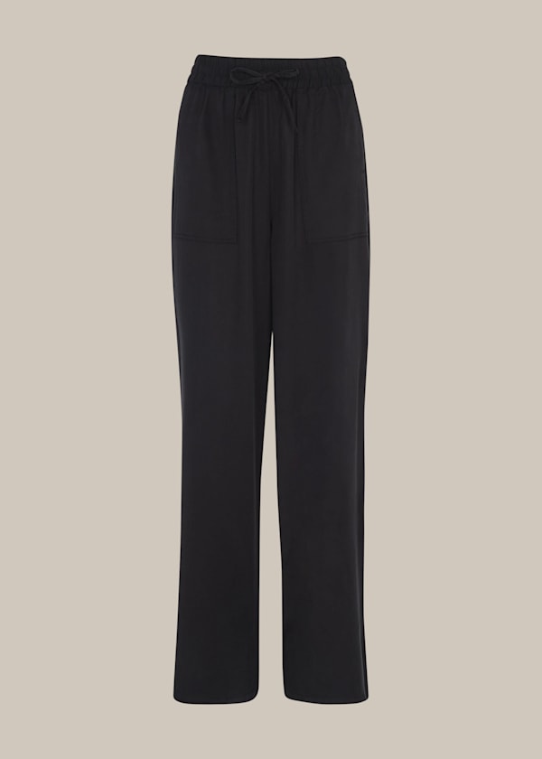 Black Washed Wide Leg Pants 