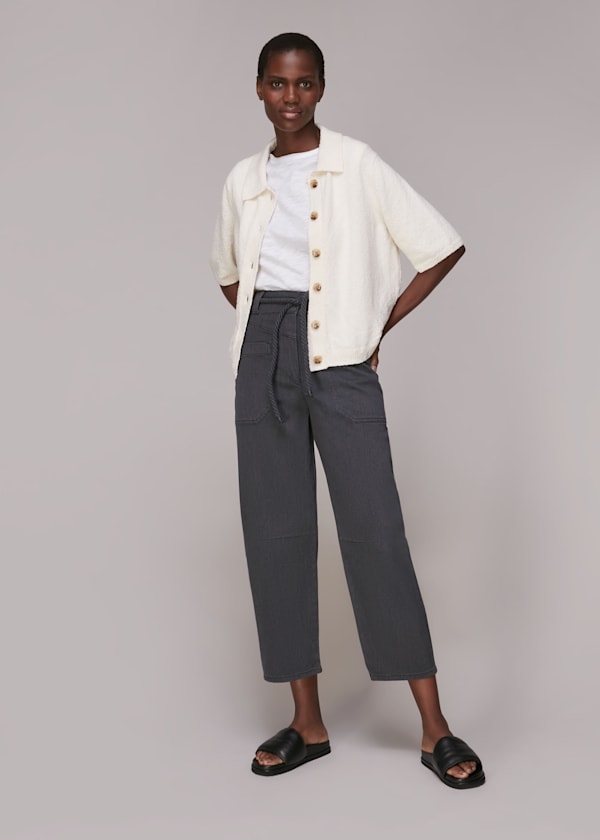 Black Rope Belted Casual Trouser