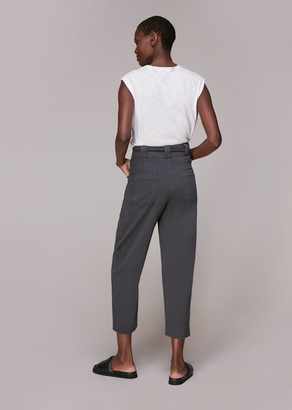 Black Rope Belted Casual Pants 
