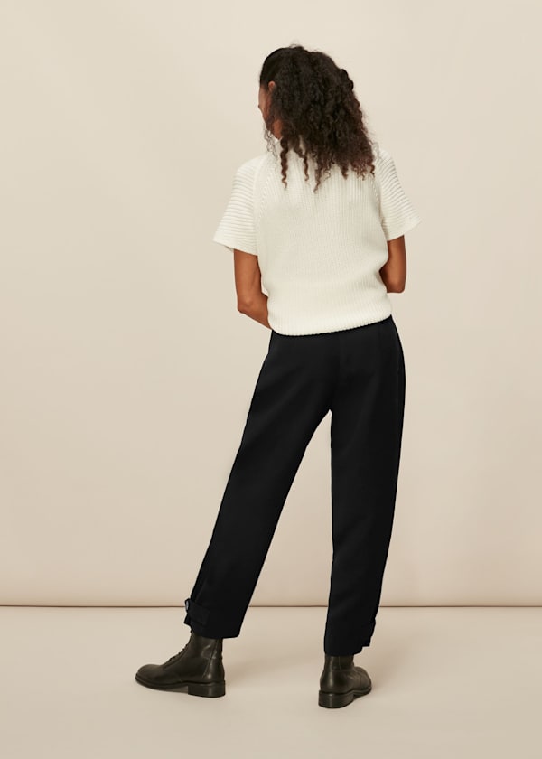 Black Paula Crepe Peg Pants 