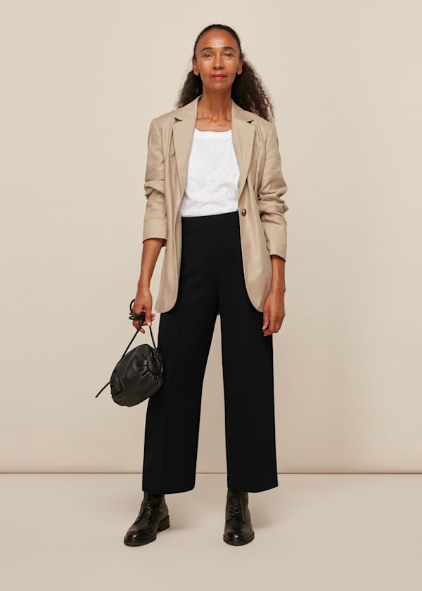 Black Wide Leg Crop Trouser