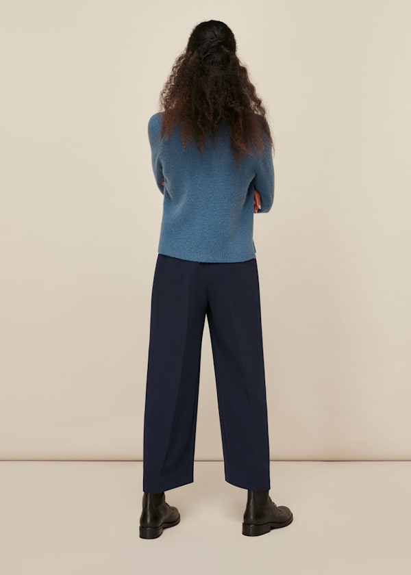 Navy Wide Leg Crop Pants 