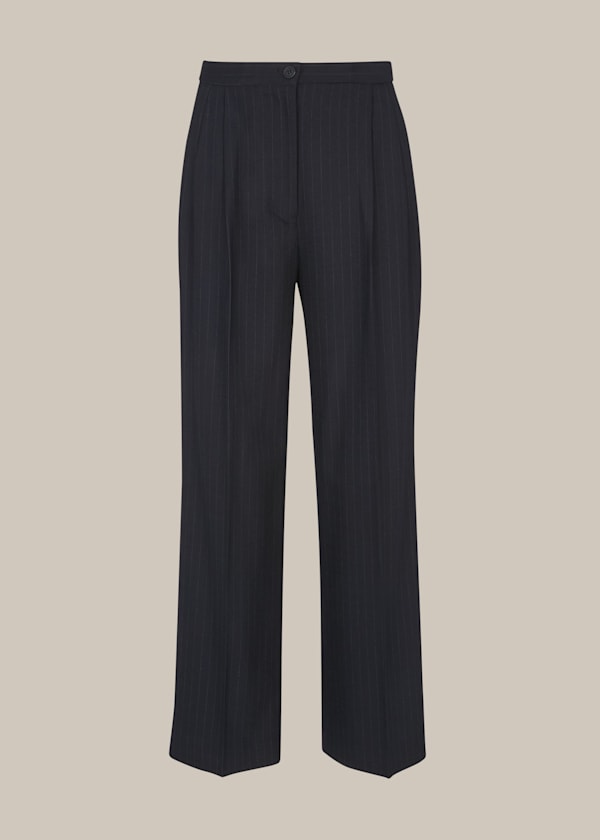 Navy Pinstripe Full Length Trouser