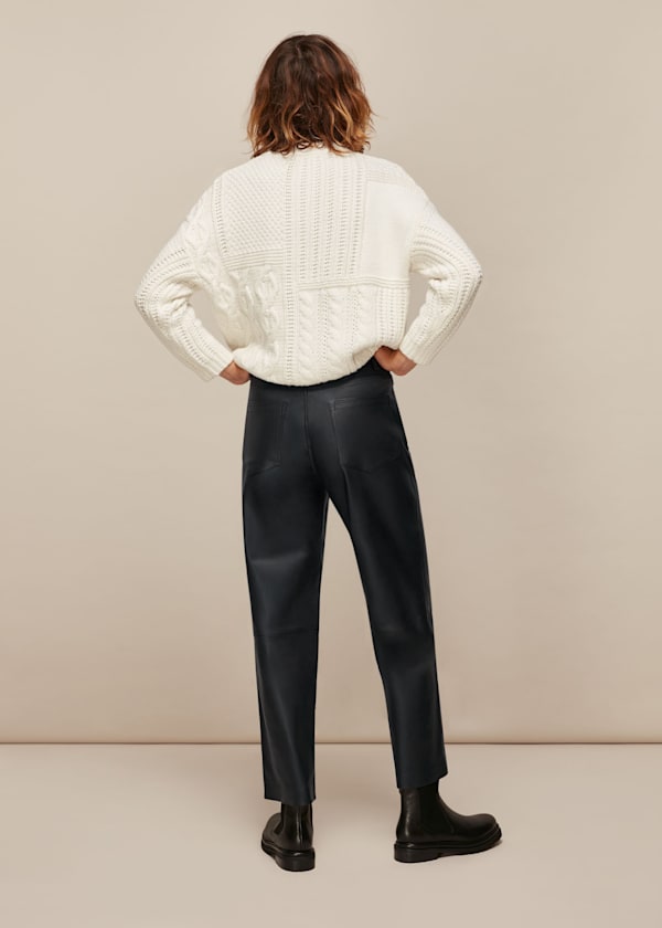 Black Hollie Leather Button Trouser