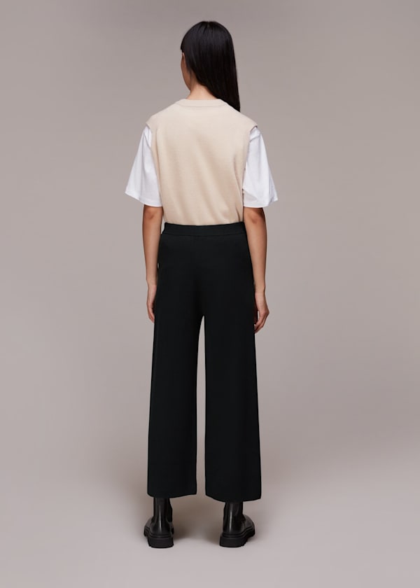 Black Knitted Wide Leg Pants 