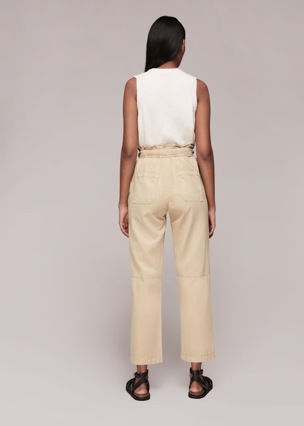 Camel Cargo Straight Leg Trouser