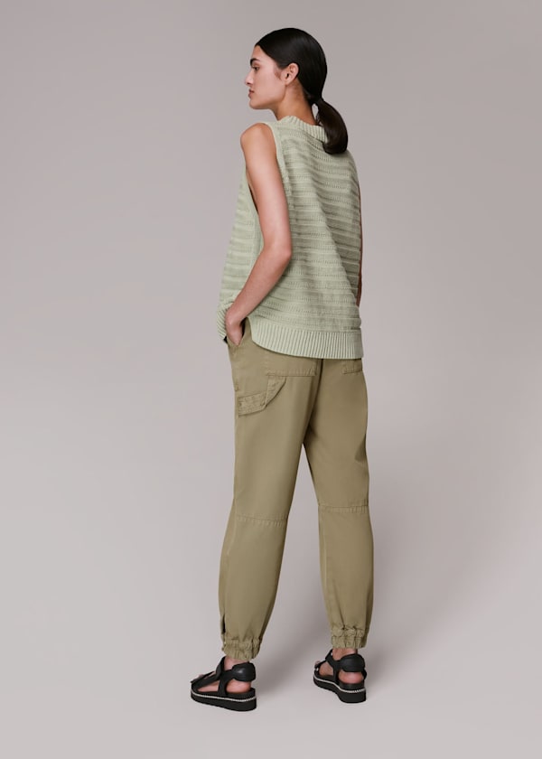 Khaki Mila Cargo Cuffed Pants 