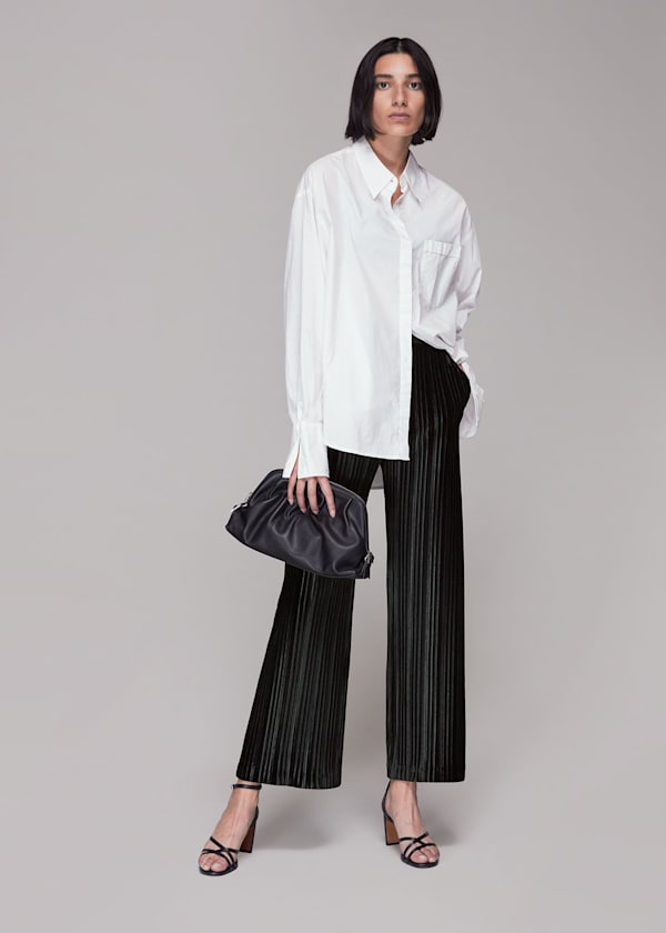 Black Sarai Velvet Pleated Pants 