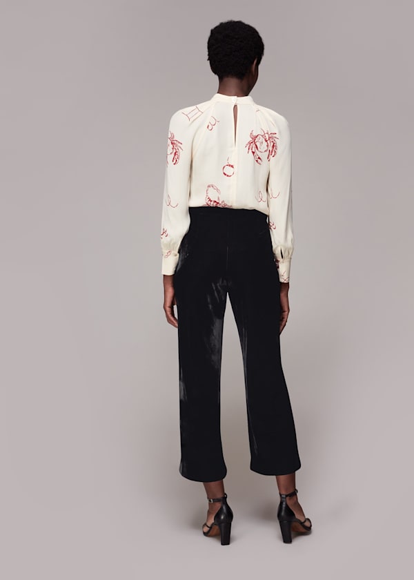 Black Velvet Wide Leg Crop Trouser