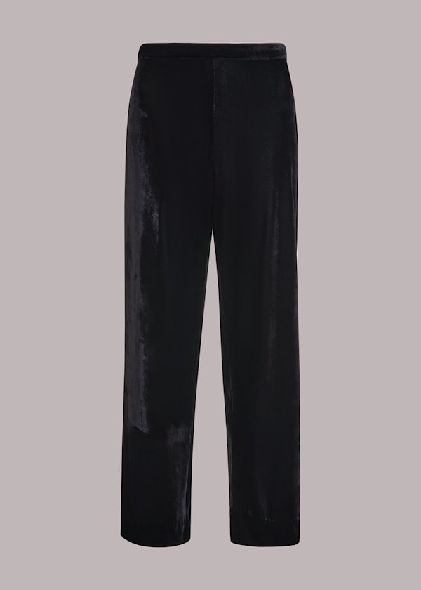 Black Velvet Wide Leg Crop Trouser